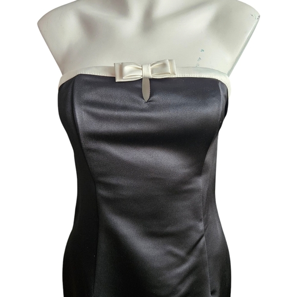 Jessica McClintock X Gunne Sax Strapless Black Vintage Dress Size 6 Goth Mobwife - Picture 2 of 11